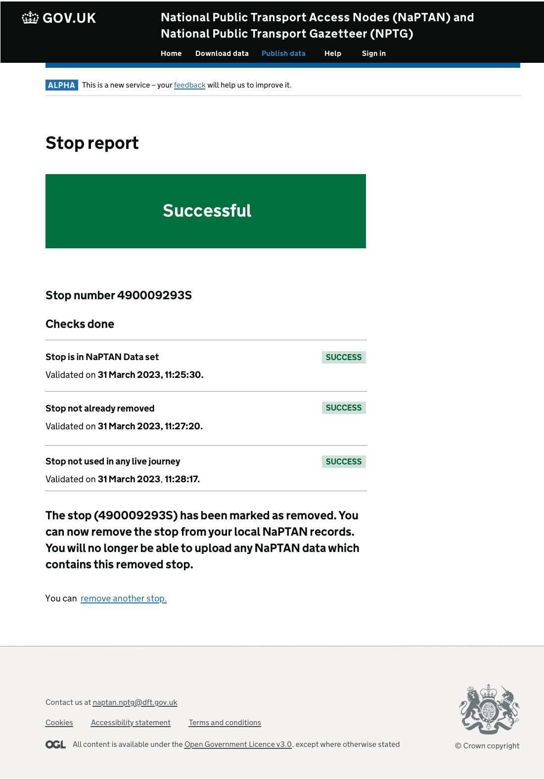 Success state: one green confirmation, the checks that ran, and what happens next